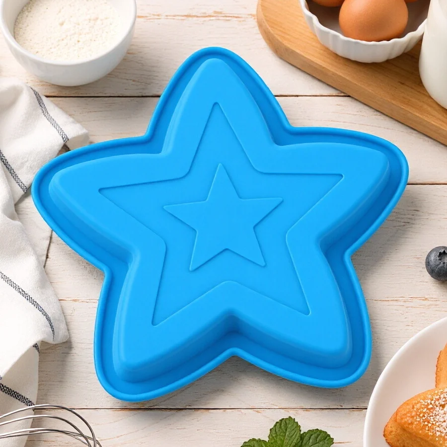 A Large Five-Pointed Star Silicone Cake Mold, Non-Stick Silicone Cake Mold, Suitable for Cakes, Cheesecakes, Chocolate Cakes, Etc