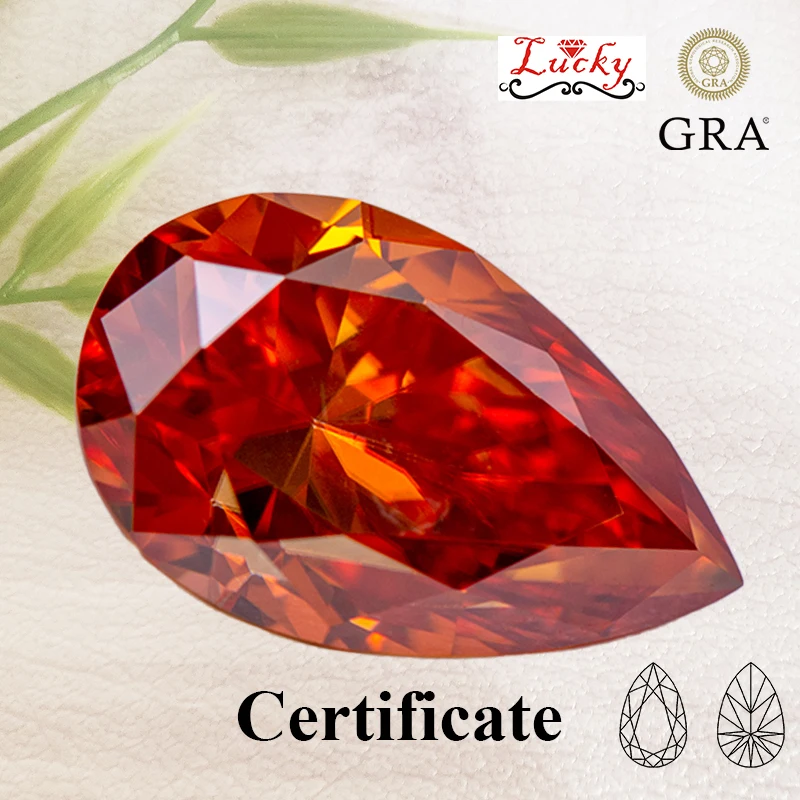 

Moissanite Pear Shape Orange Color VVS1 Charms Beads for DIY Jewelry Making Bracelet Earrings Materials with GRA Certificate