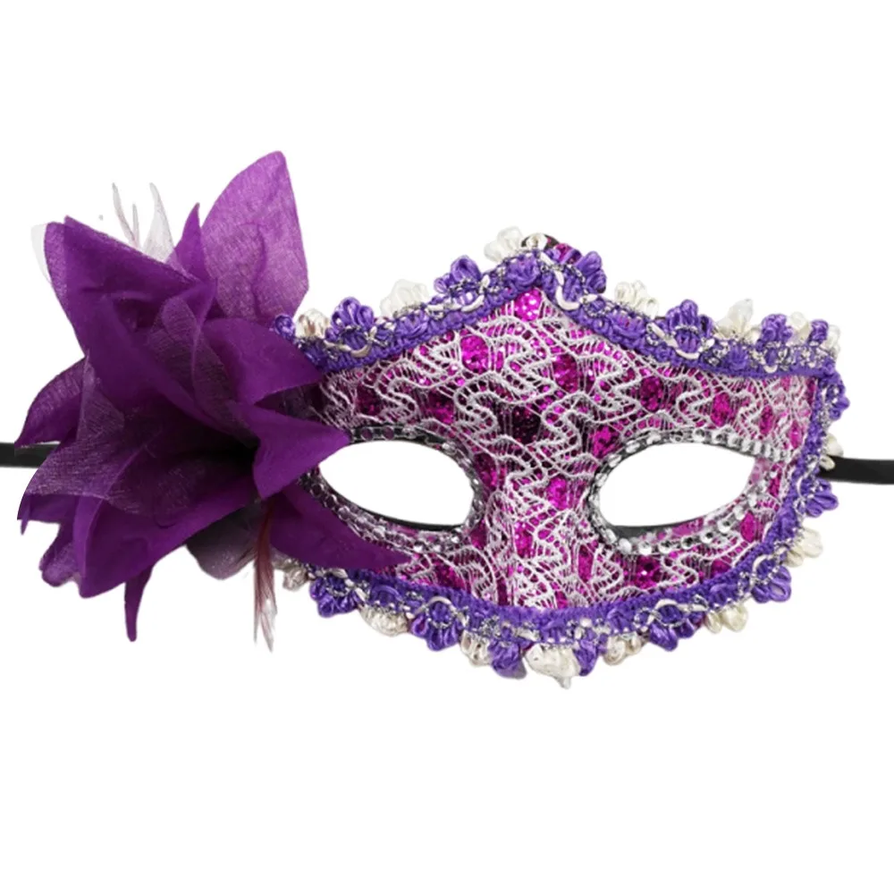 

Fashion Venetian Party Masquerade Mask Side Flower Carnival Party Mardi Gras Mask Lace Eye Mask for Women