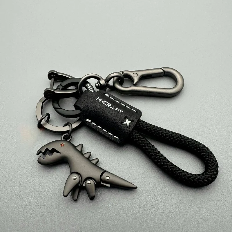 Motorcycle Decoration Accessories and Car Keychain Single Leather Woven Rope Metal Keychain Handbag Pendant Small Gift