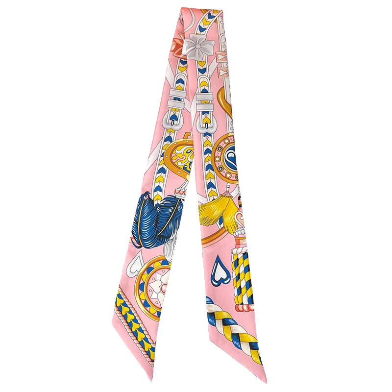 

Pink Silk Scarf Bag Wrap Thin Long Twill Ribbon 00% Genuine Silk Small Rectangle Youth And Middle-aged Women's Faion Acces...