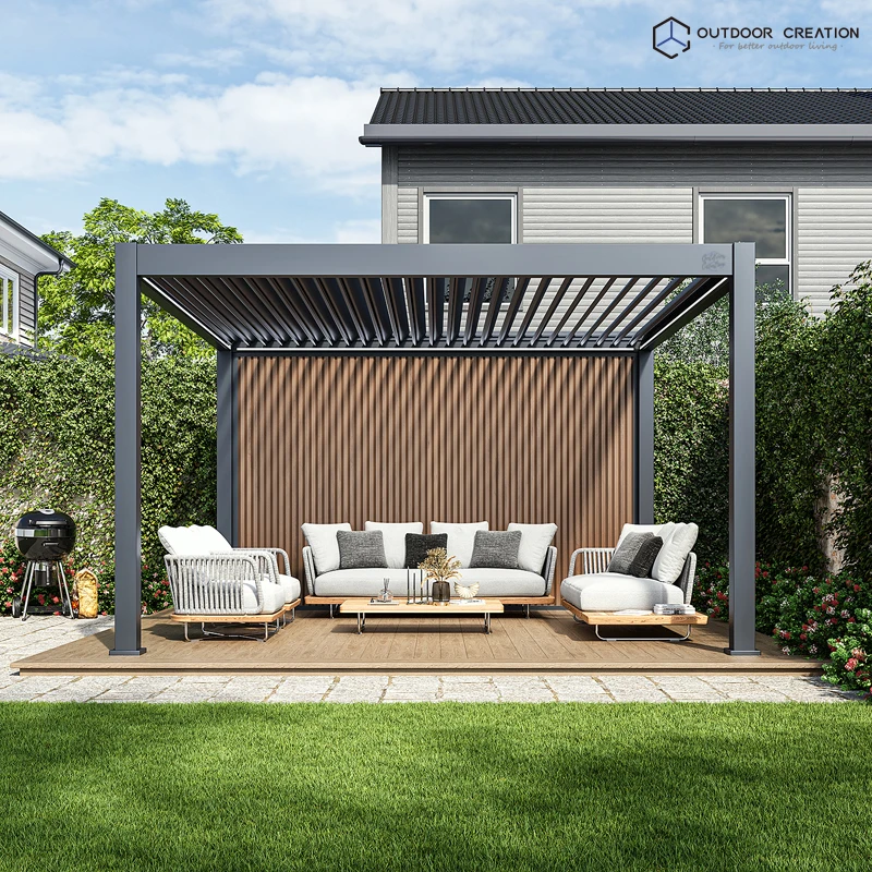 Factory Wholesale Aluminum Louvered Pergola Outdoor Patio Hardtop Gazebo Backyard Canopy Motorized Operation For Garden Yard