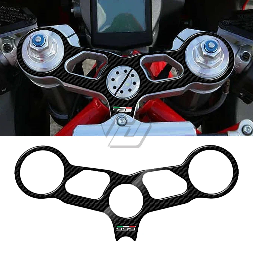Casing bantalan tangki pelindung Triple Yoke bagian atas tampilan karbon 3D yang cocok untuk model Ducati 999