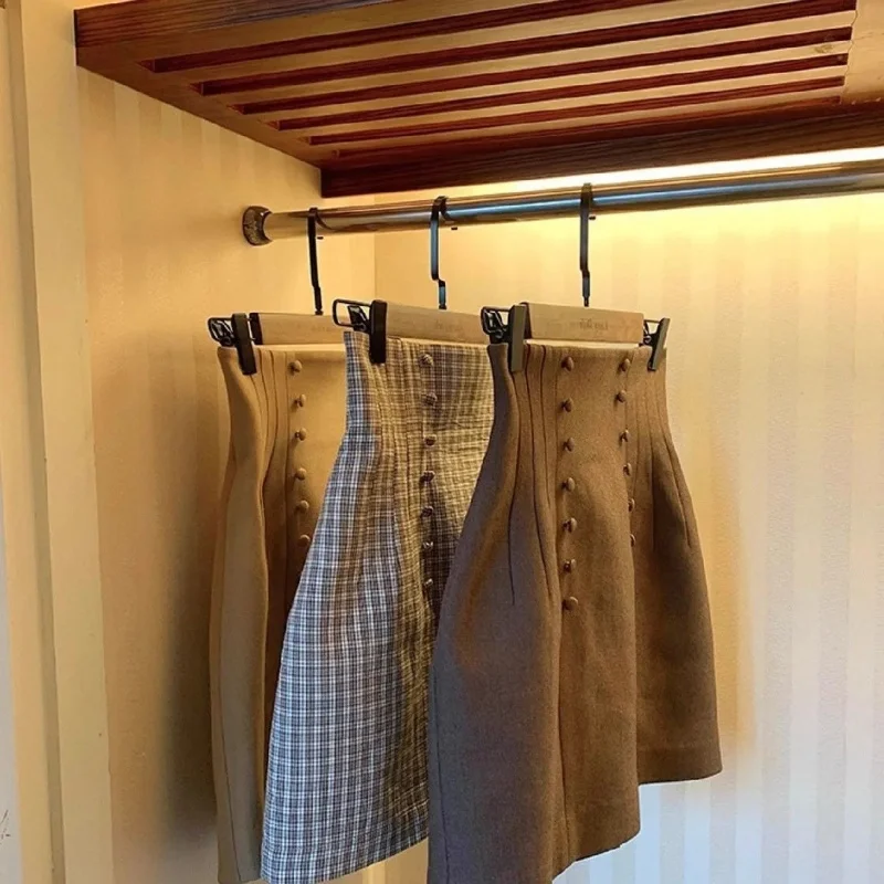 

New Fashion Double Breasted Mini Skirt Women Autumn Elegant High Waist Pleated Office Lady Short Skirts Solid Color Jupe