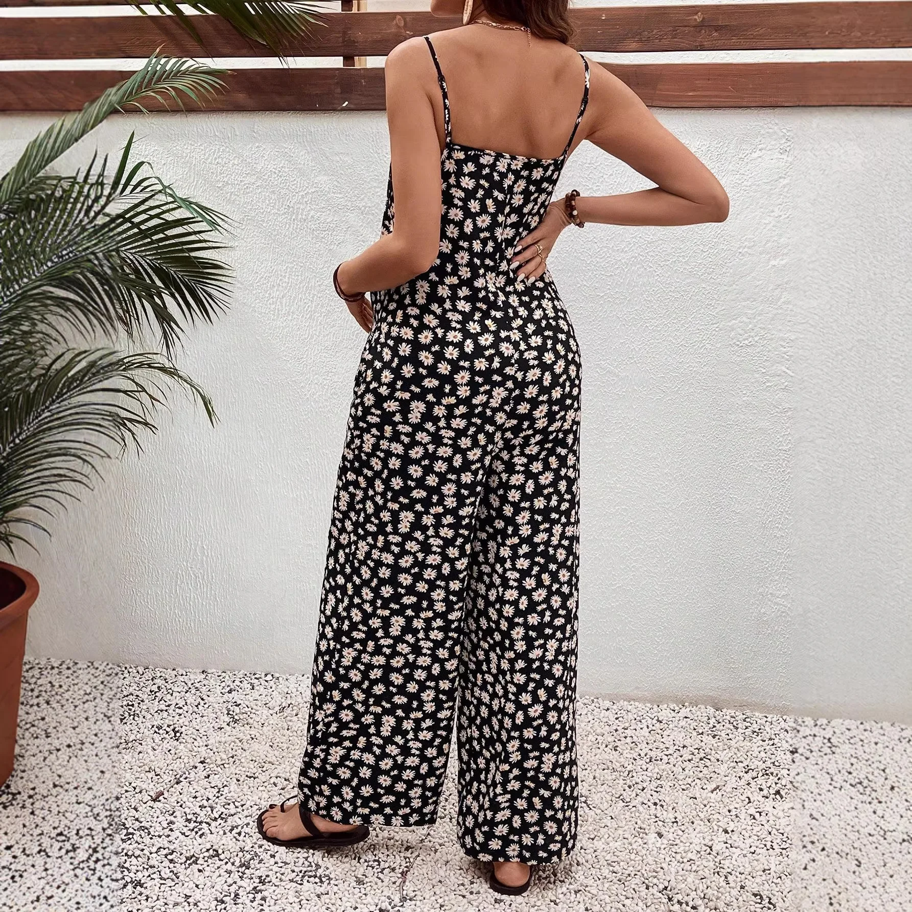 Maternity Pregnant Women Overalls Boho Floral Print Spaghetti Strap Wide-leg Jumpsuit Spring Summer Casual Pregnancy Clothing