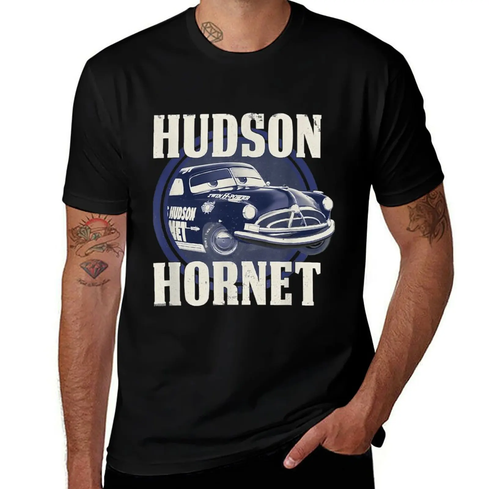 

Hudson Hornet Badge Graphic T-Shirt funny meme t-shirts Short sleeve tee anime stuff t shirts for men pack