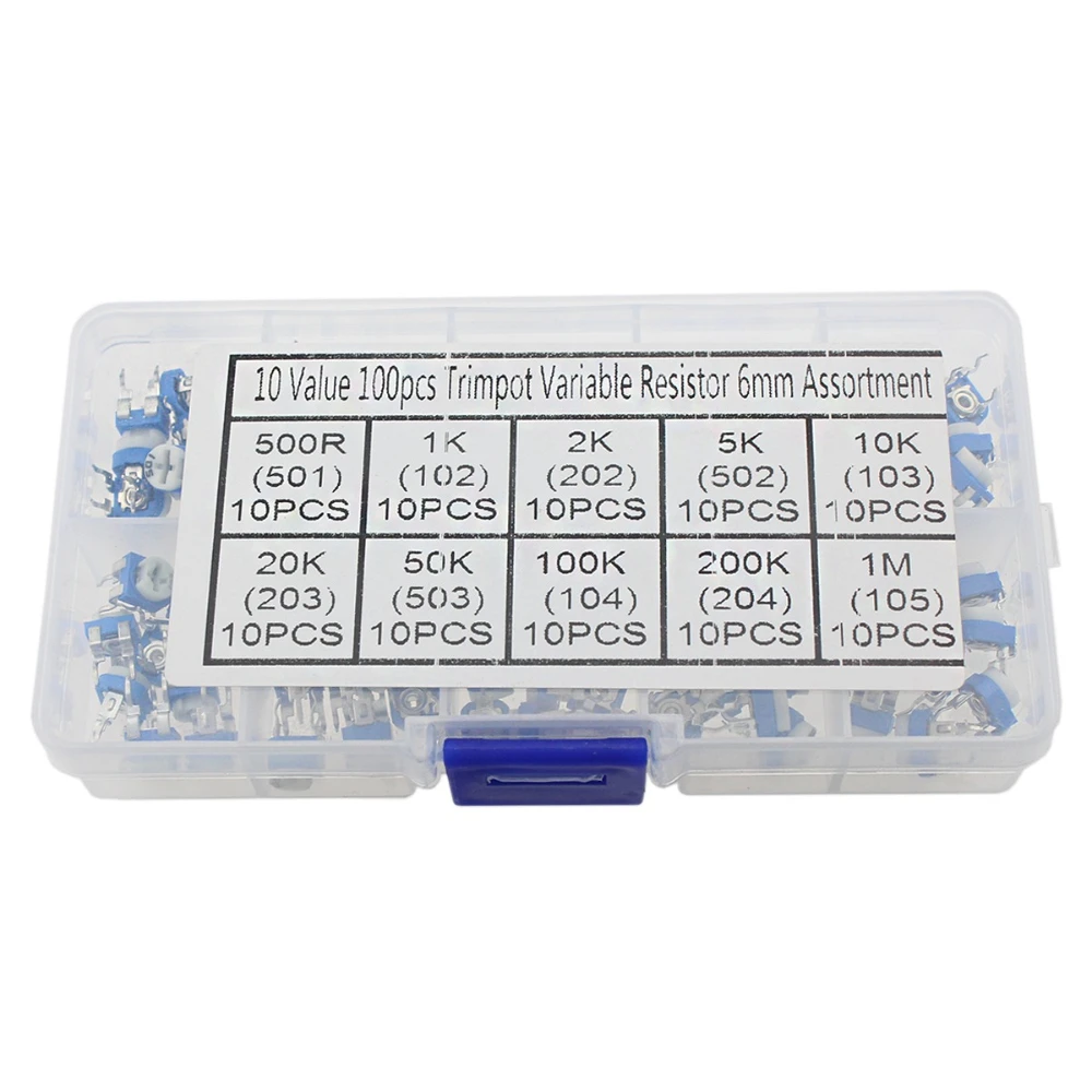 100PCS Variable Resistor RM065 500 Ohm-1M Ohm 10value Trimmer Potentiometers 6mm