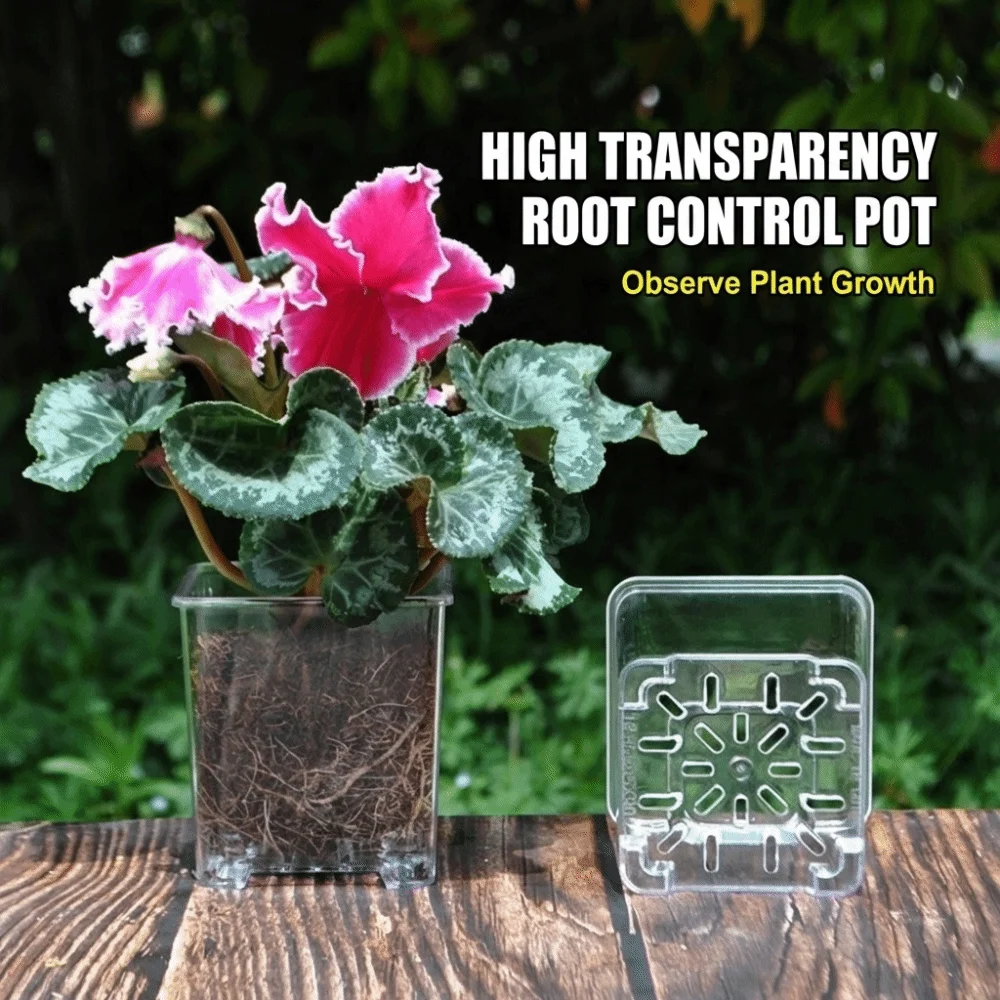 Transparent Material Acrylic Planting Pot Drainage Hole Breathable Square Flowerpot Reusable Orchid Special Flowerpot