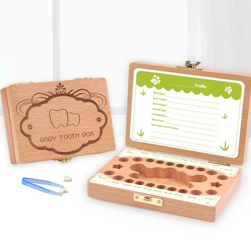 

Baby Teeth Box Collection storage Wooden box Gifts for Children