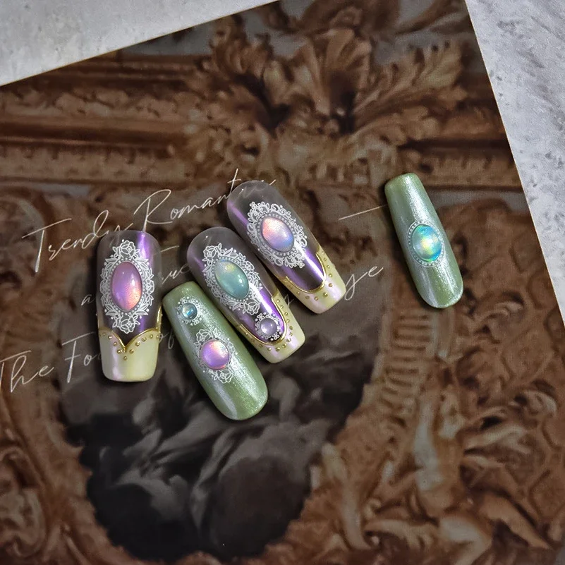 Autocollants de manucure de luxe pour Nail Art, décalcomanie, MSI, aurore, œil de chat, pierres précieuses nobles, cœur, arc, papillon, étoile, totem ethnique, lune géométrique