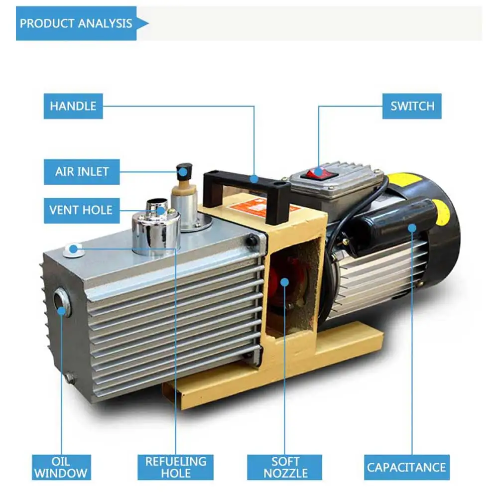 

2XZ-1 250w Direct Connected Bipolar Rotary Vane Vacuum Pump Air Pump Repair Air Conditioning Refrigerator Laboratory Vacuum Pump