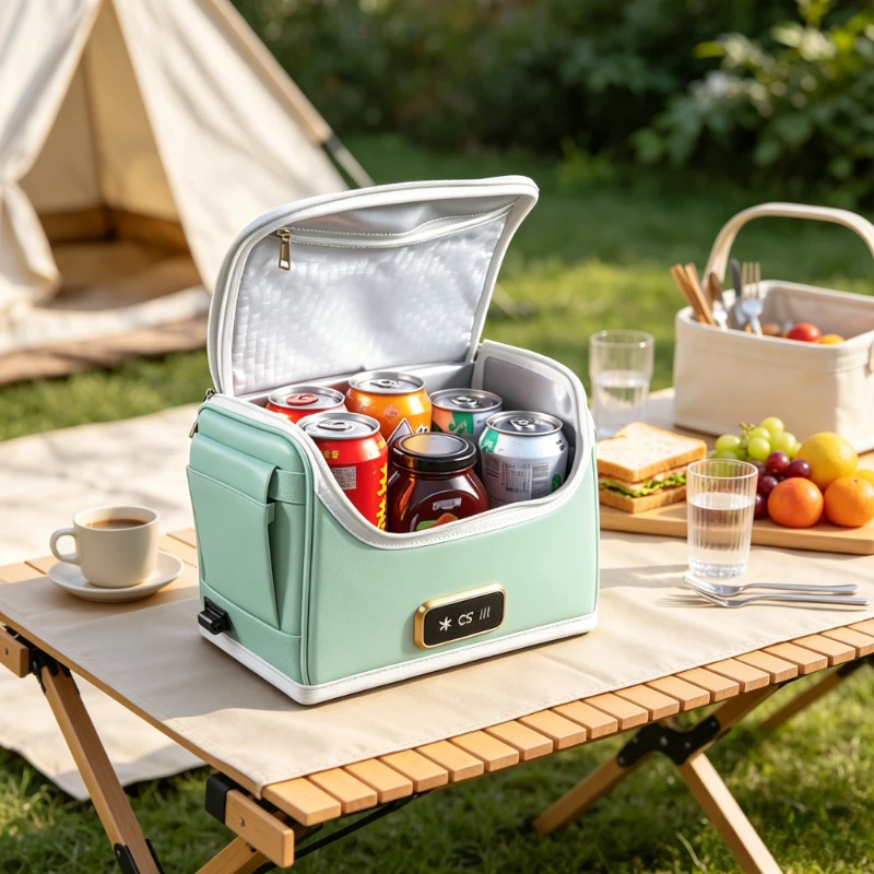 4L Portable Car Cooler Warmer Soft Bag Mini Travel Fridge Dual Hot Cold Insulated Box for Road Trip Vehicle Green 차량용 냉온장고