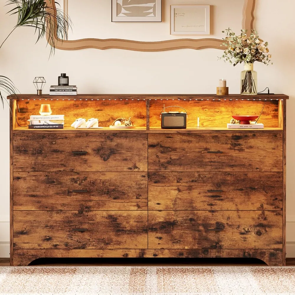 6 Drawer 59" Brown …