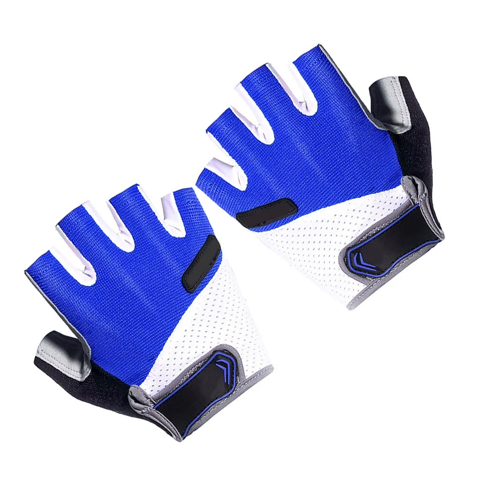 

1 Pair Breathable Anti-Slip Half Finger Gloves Size L Blue For Cycling Biking Driving Hiking Fishing Unisex Gloves