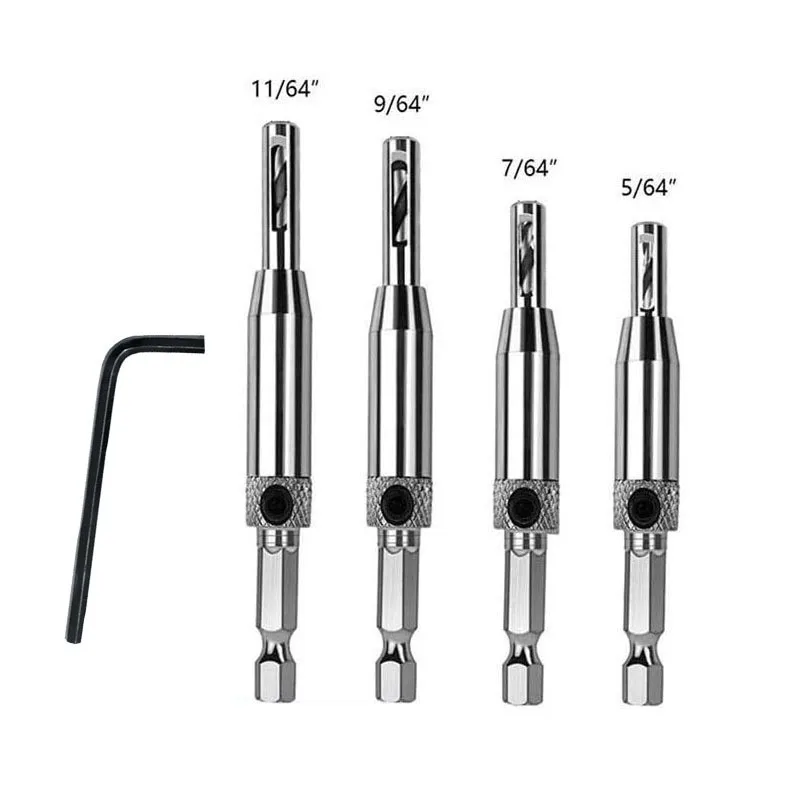 Meikela HSS Self Centering Hinge Drill Bit Door Cabinet Hinge Locating Hole Cutter Woodworking Tool 3/4/7/8PCS Center Drill Bit