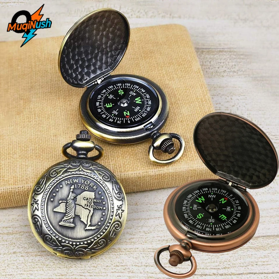 

MuqiNush Multifunctional Classic Retro Pocket Watch Compass for Hiking Camping Motoring Boating Backpacking Gift and Collection