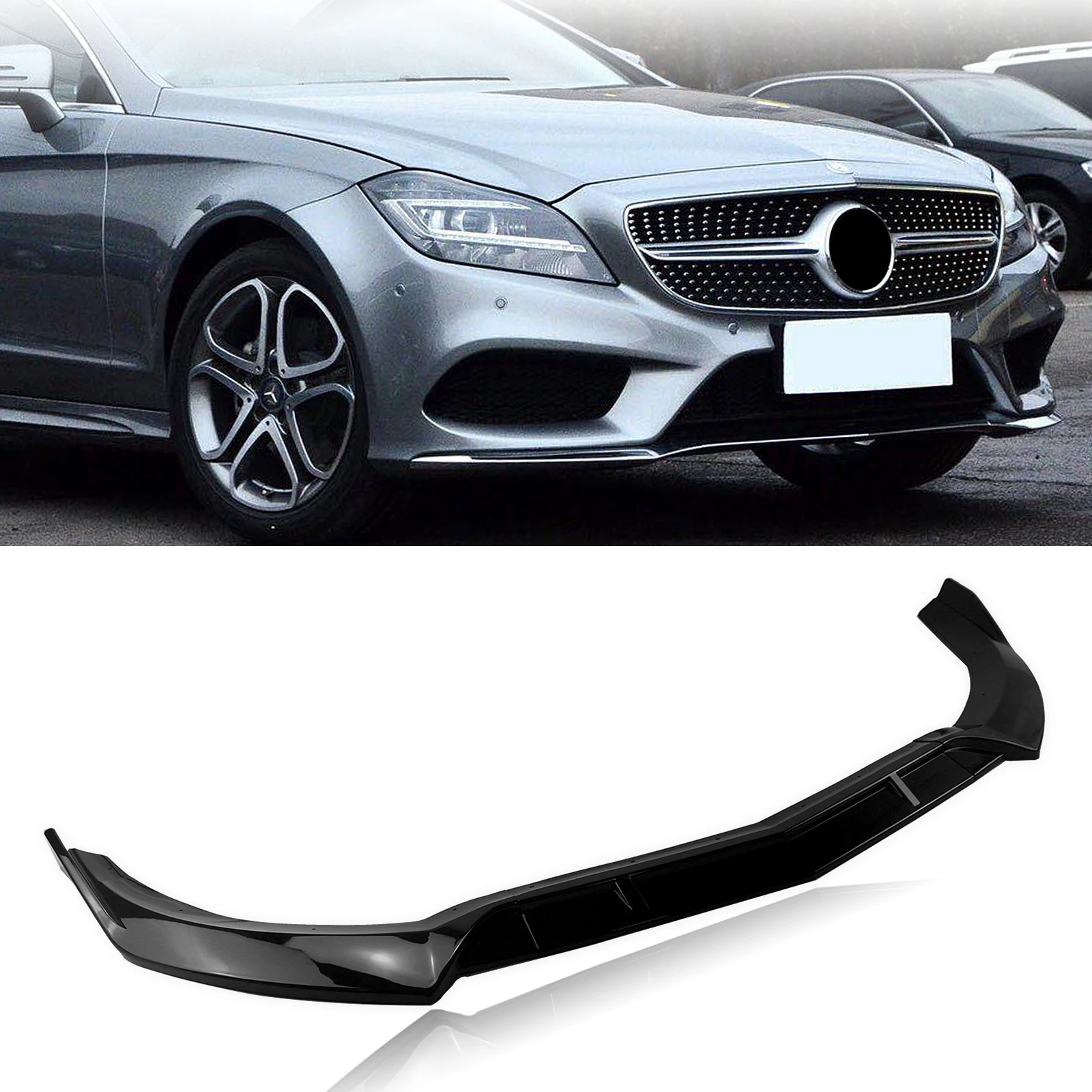 

Front Bumper Spoiler Lip For Mercedes-Benz CLS Class W218 CLS550 CLS400 CLS500 2015-2018 Gloss Black Car Lower Splitter Blade