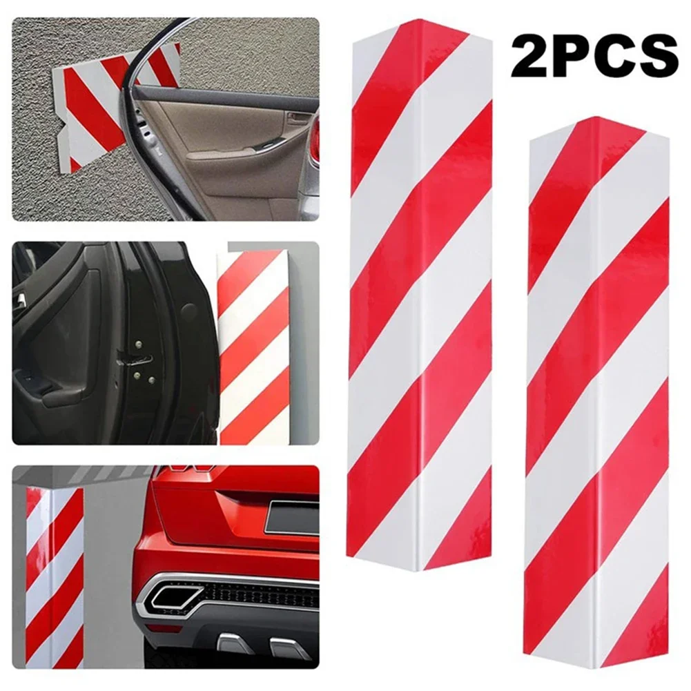 2pcs Red & White Strips Cushioning Block Parking Garage Wall Edge Protector For Protecting The Columns/ Walls/ Corners/ Car Door