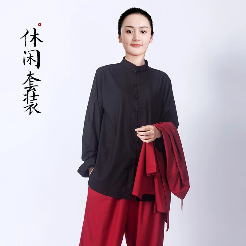 2026 New Tai Chi Suit Women High End Kung Fu Practice Ba Duan Jin Men Spring Autumn Winter Tri Color Linen Loose Set Outfit
