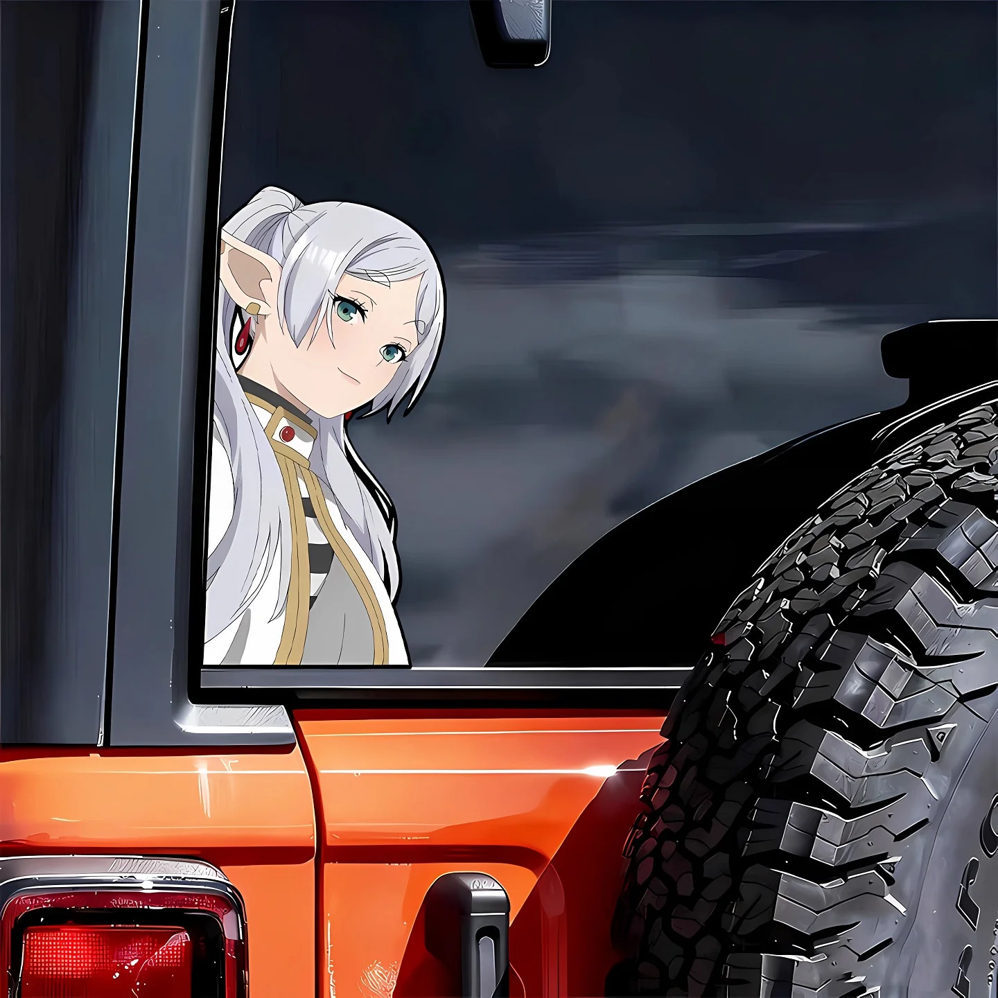 Inkjet Vinyl Decals Anime Girl Car Sticker New Driver For Bumper Decoration Cute Frieren Sticker Auto Parts External Accessories