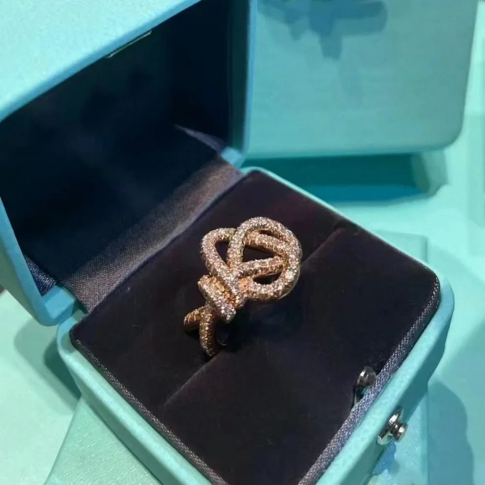 خاتم المفاتيح الأنيق، خاتم بعقدة ذهبية وردية للنساء #4