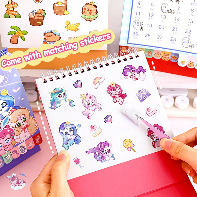 Calendrier de bureau de dessin animé Kawaii Capybara, mignon, créatif, journal intime, licence hebdomadaire, mode, petit ornement, fournitures scolaires, cadeaux