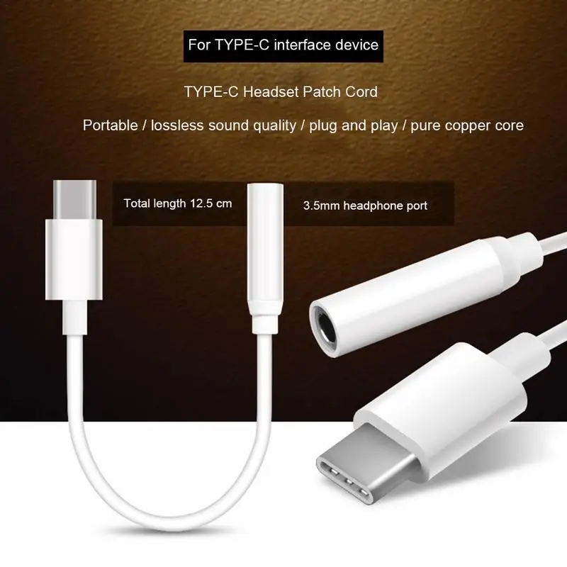 For Mobile Phone Headset TypeC Conversion Line 35 Headphone Audio Cable Adapter Plug High Quality Fast Delivery White Color