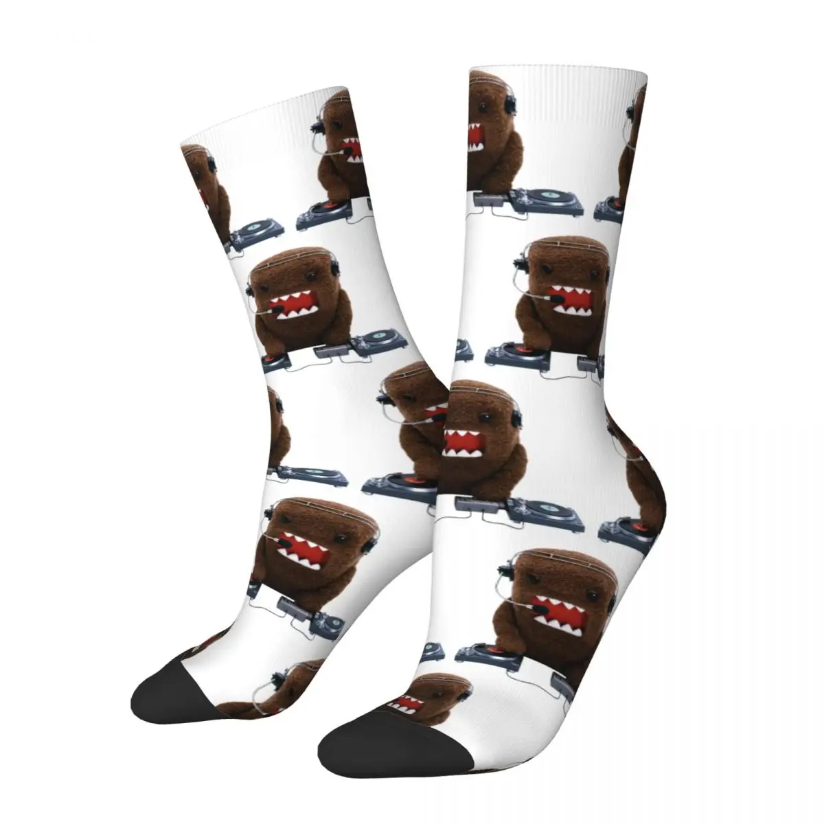 Happy Funny Men's Socks Casual DJ Domo Kun Doll Sock Polyester Sport Women's Socks Spring Summer Autumn Winter