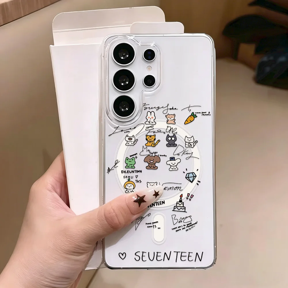 Transparent Phone Case For Samsung A57 A56 A37 A17 A07 A16 A06 A15 A55 A54 A35 A26 S26 Ultra S25 S24 For Magsafe Magnetic Cover
