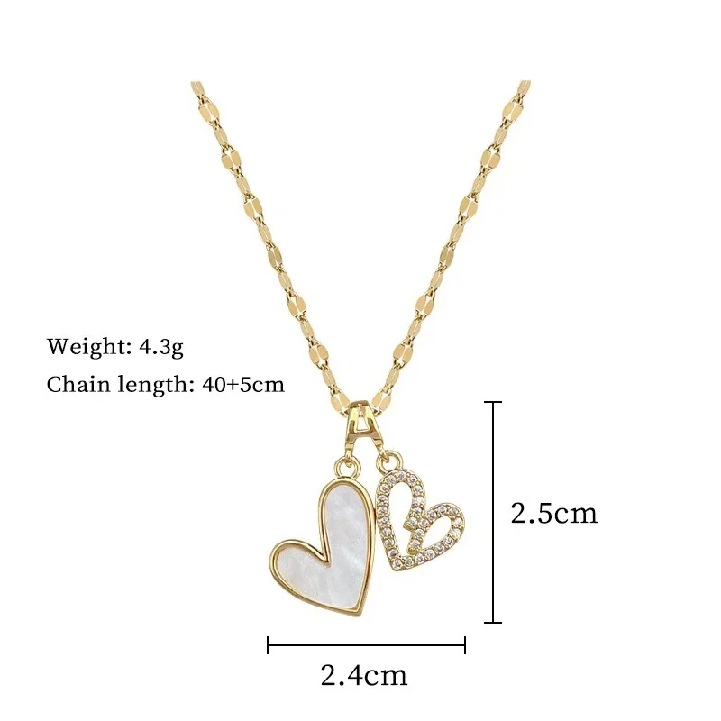 EILIECK Neue Herz-Liebes-Halskette mit Kubischem Zirkonia, Edelstahl Mode-Collier, Schmuck für Frauen, Bijoux Femme Geschenk – Detail 10