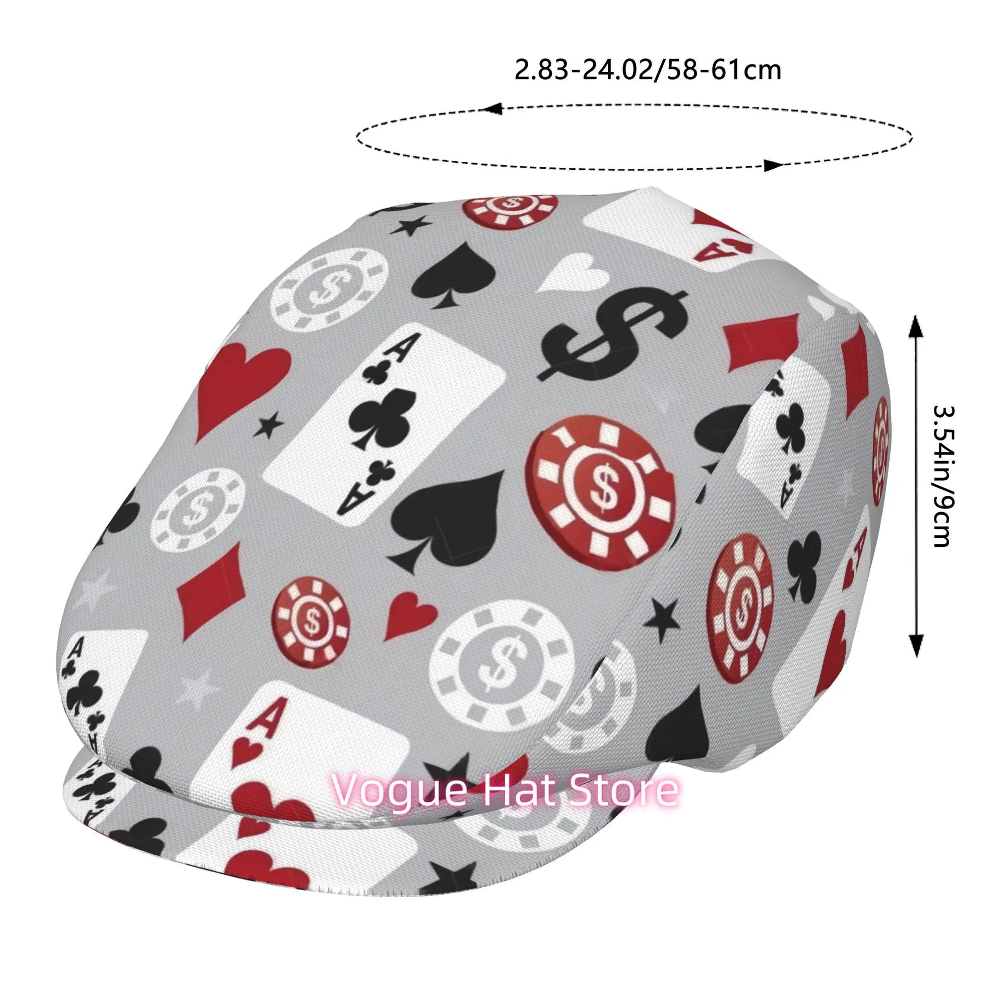 1pc Retro Newsboy Cap - Lightweight All-Over Printed Beret Hat with Snap Closure, Black/Red/White/Gray/ - Unisex Vintage Formal
