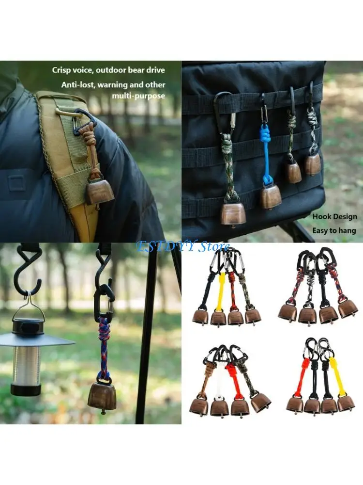 

G6DE Outdoor Bear Bells Loud Cast Iron Cowbell with Hand Braided Lanyard Enduring