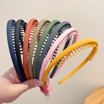 Simple Matte Toothed Hairbands สําหรับผู้หญิงสีทึบหักผมแถบคาดศีรษะกลางแจ้งผม Hoop Headwear แฟชั่นอุปกรณ์เสริมผม
