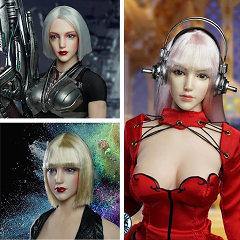 

SDH019 1/6 Heavy Makeup Female Head Sculpt Hair Transplant Head Carving Model Fit 12'' TBL PH Pale Action Figure Body Dolls