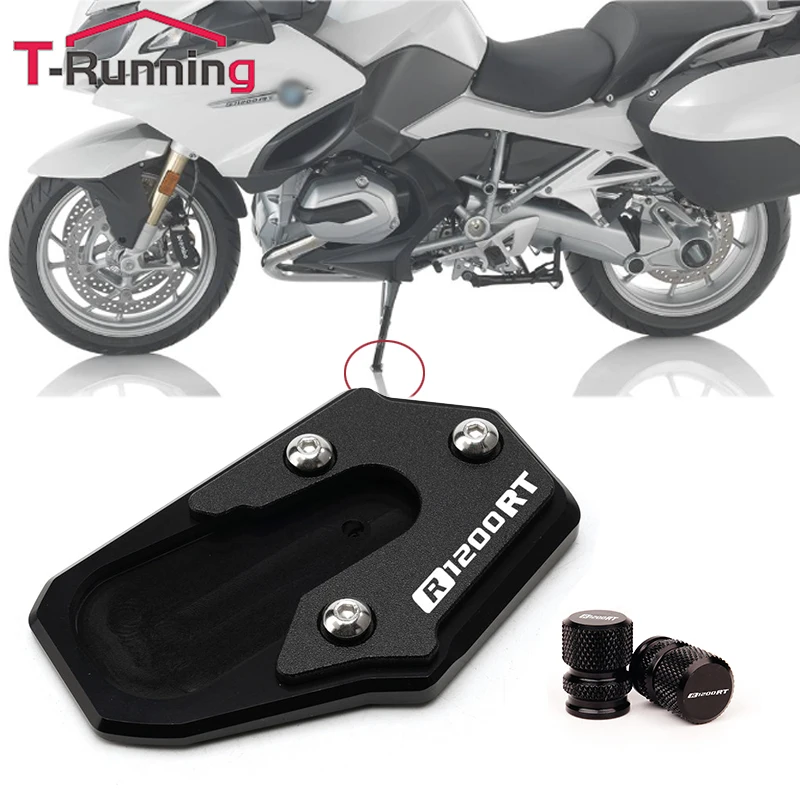 BMW için 1 adet 09 RT R 1200RT 2014-2018 motosiklet CNC Kickstand taraf standı uzatma büyütücü ped lastik vana Caps anahtarlık