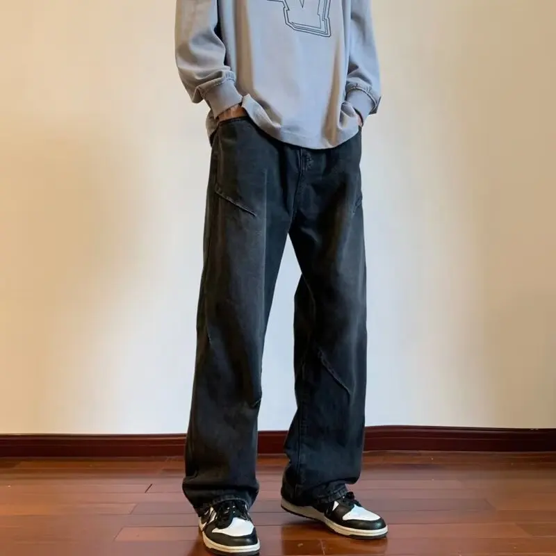 Vaqueros de pierna ancha para hombre, pantalones holgados y rectos, nuevos pantalones de calle para niños, monos de primavera y verano