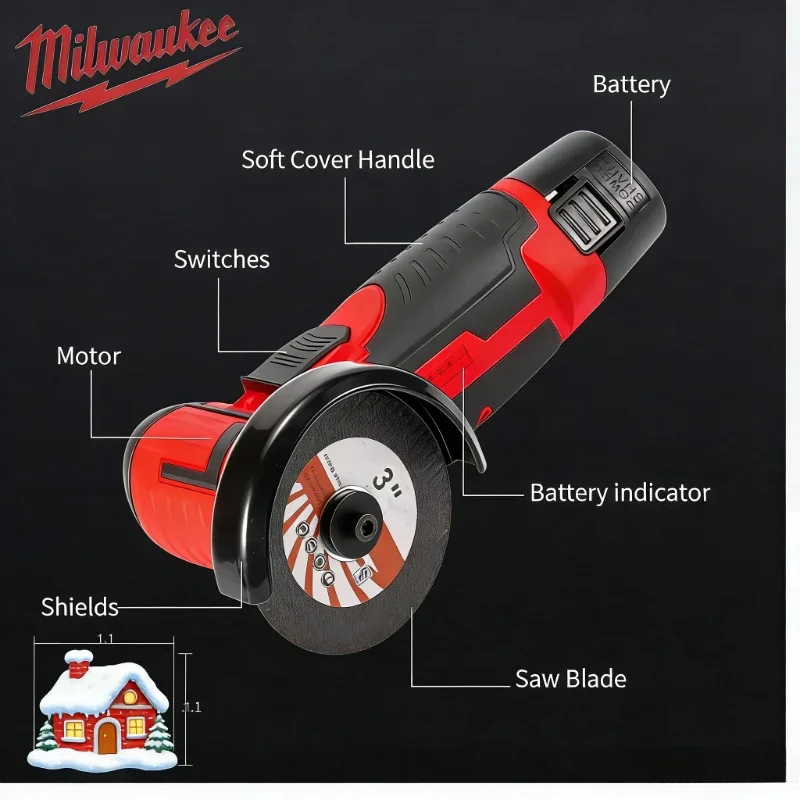 ميلووكي فرش طاحونة زاوية كهربائية آلة قطع صغيرة لقطع الماس أداة الطاقة اللاسلكية القابلة لإعادة الشحن ل 12 فولت