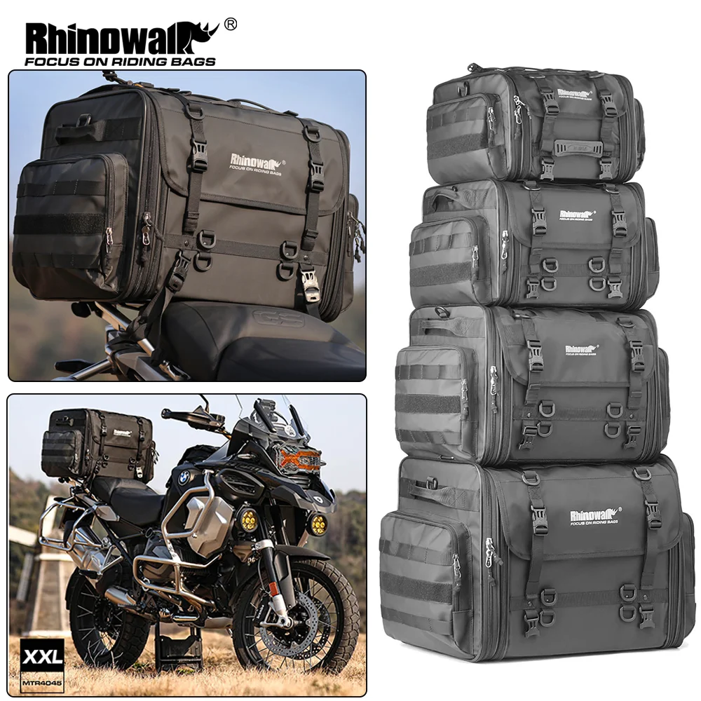 Rhinowalk Motorcycle Tail Bag Back Seat 19-80L Expandable Motor Saddle Bag Storage Luggage Pannier Motor Accessories 1 Piece
