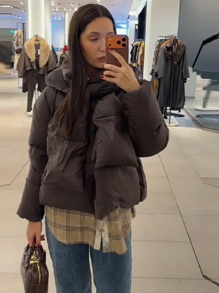 منتفخ انفصال وشاح طوق مقنعين وسادة مبطنة المرأة الوقوف طوق كم كامل جيوب الدافئة القطن معاطف 2025 الشتاء أبلى