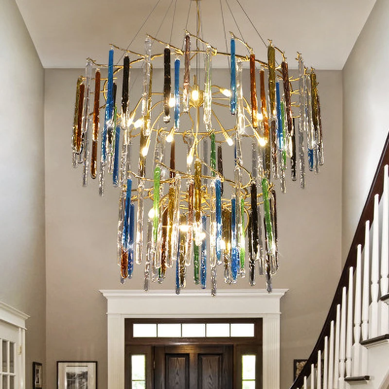 Modern Crystal Chandelier Lighting Colorful Pendant Hanging Light Luxury Glass Drops   Restaurant