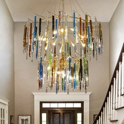 Modern Crystal Chandelier Lighting Colorful Pendant Hanging Light Luxury Glass Drops   Restaurant