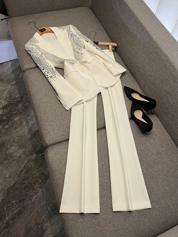 

Heavy Embroidery Sequin Suit Pants Set Two-Piece Set Celebri Faion A224882025 Autumn Winter Chinese Origin Ladies Suit