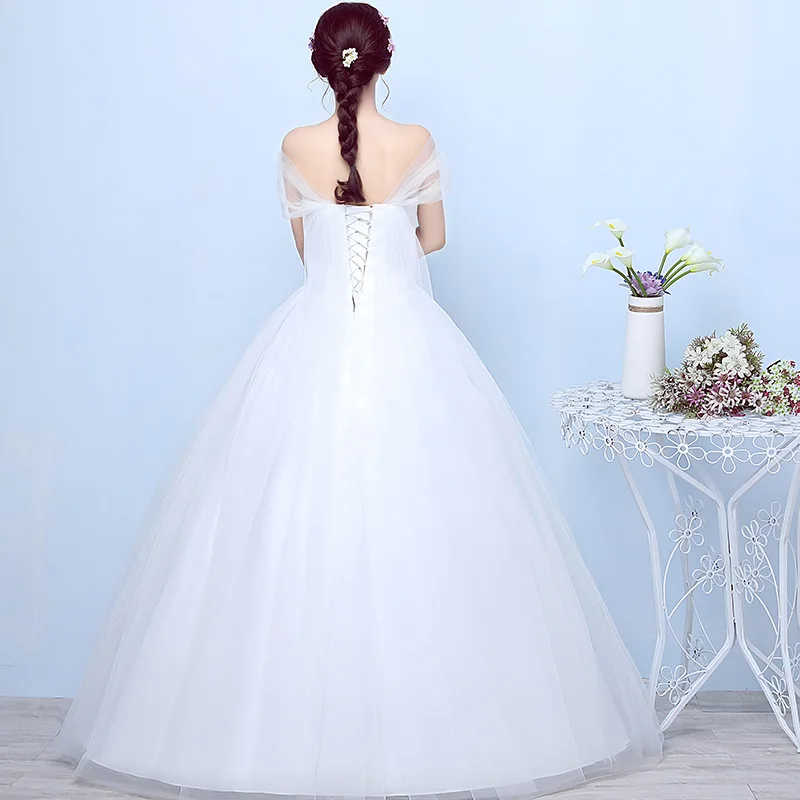 Customized 2026 New Korean Elegant One Shoulder Fluffy Skirt White Floor Length Wedding Gown Bridal Party Dress Vestidos