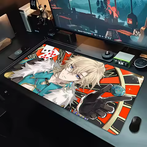 Gamer Mousepad Large Anime Mouse Pad Honkai Star Rail Aventurine Gaming Computer Keyboard Pads Locking Edge Mouse Mat Desk Mats