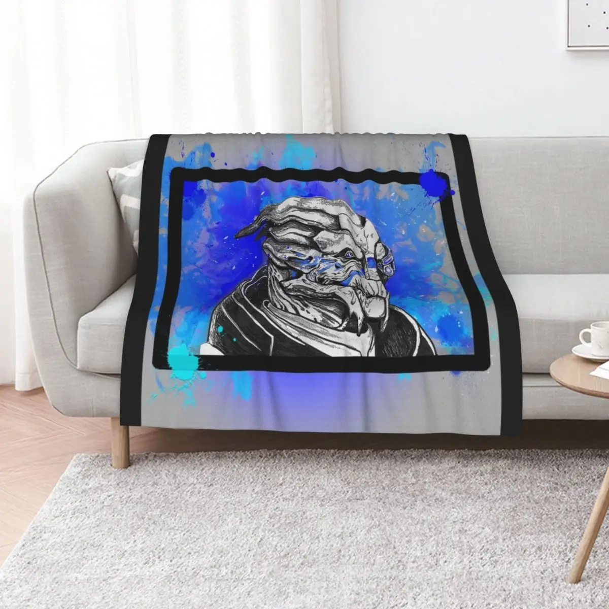 Garrus Vakarian: Mass Effect (Blue) Throw Blanket Winter beds Plush Fashion Sofas Thin Baby Blankets