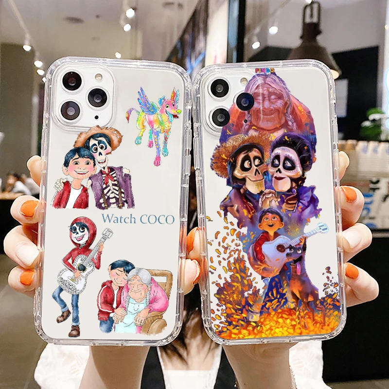 Coco Disney Cartoon Film For Apple iPhone 15 14 13 12 11 SE XS XR X mini Plus Pro MAX Transparent Phone Case Cover