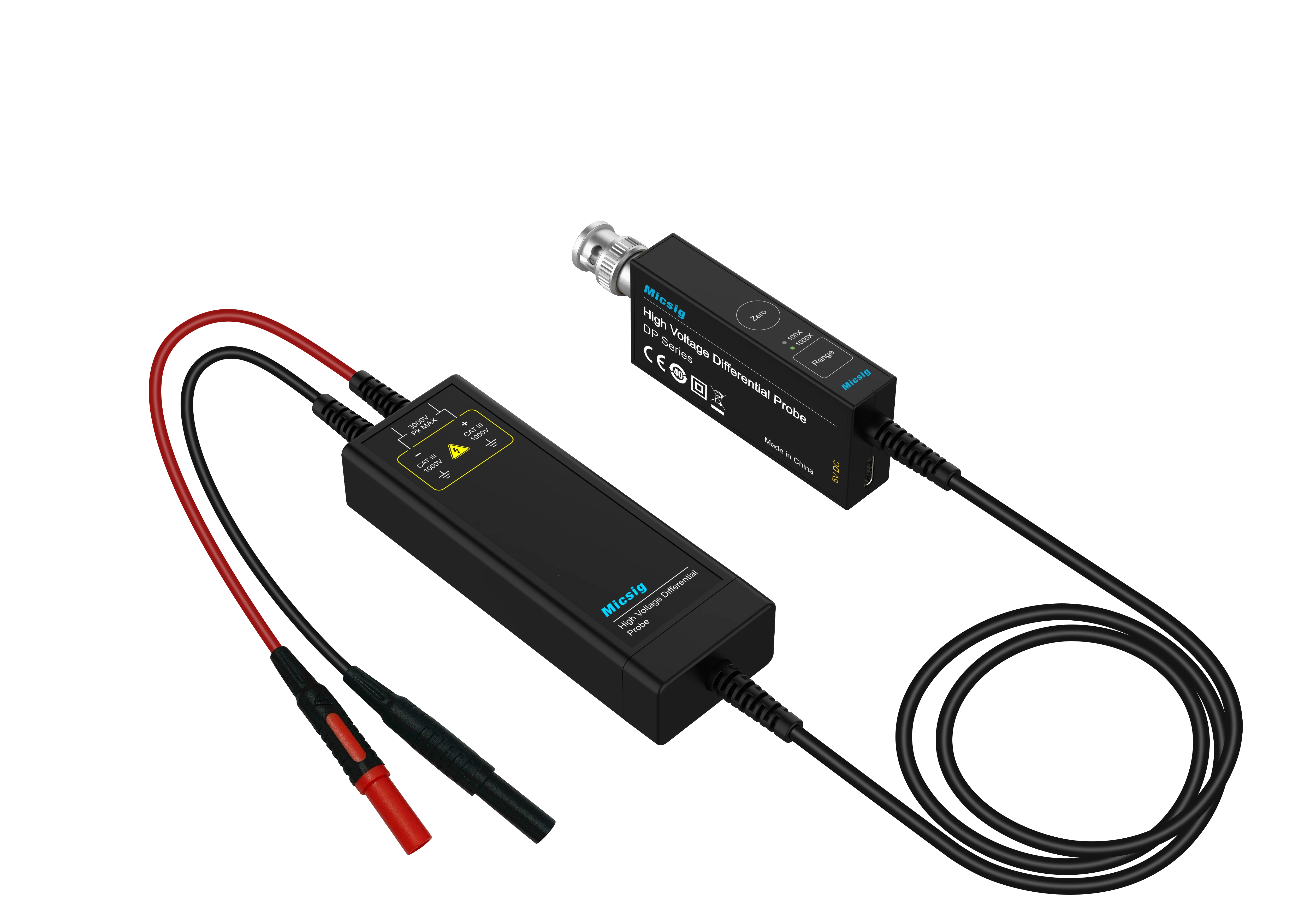 DP1500 Micsig High Voltage Differential Probes Kit 100MHz Probe 50X 500X Attenuation