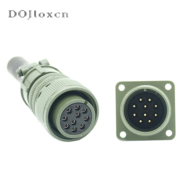 Imagem -02 - Plugue de Aviação Padrão Militar dos Eua Conector Masculino e Feminino Soquete de Aviação Automática Cotovelo de Cabeça Reta Ms3106a18-1s p 10 Pinos Conjunto