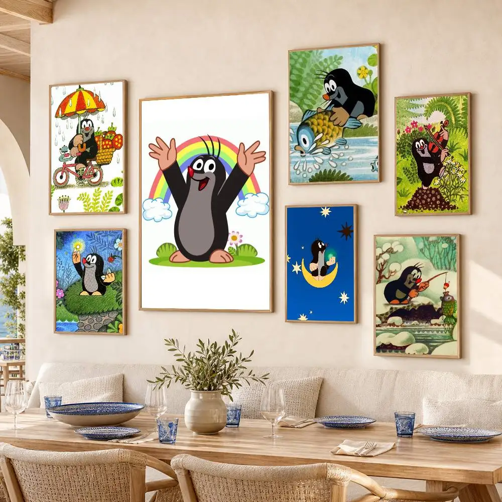 Cartoon L-Little M-Mole  Waterproof Self-Adhesive Wall Poster for Bedroom Living Room Home Decor