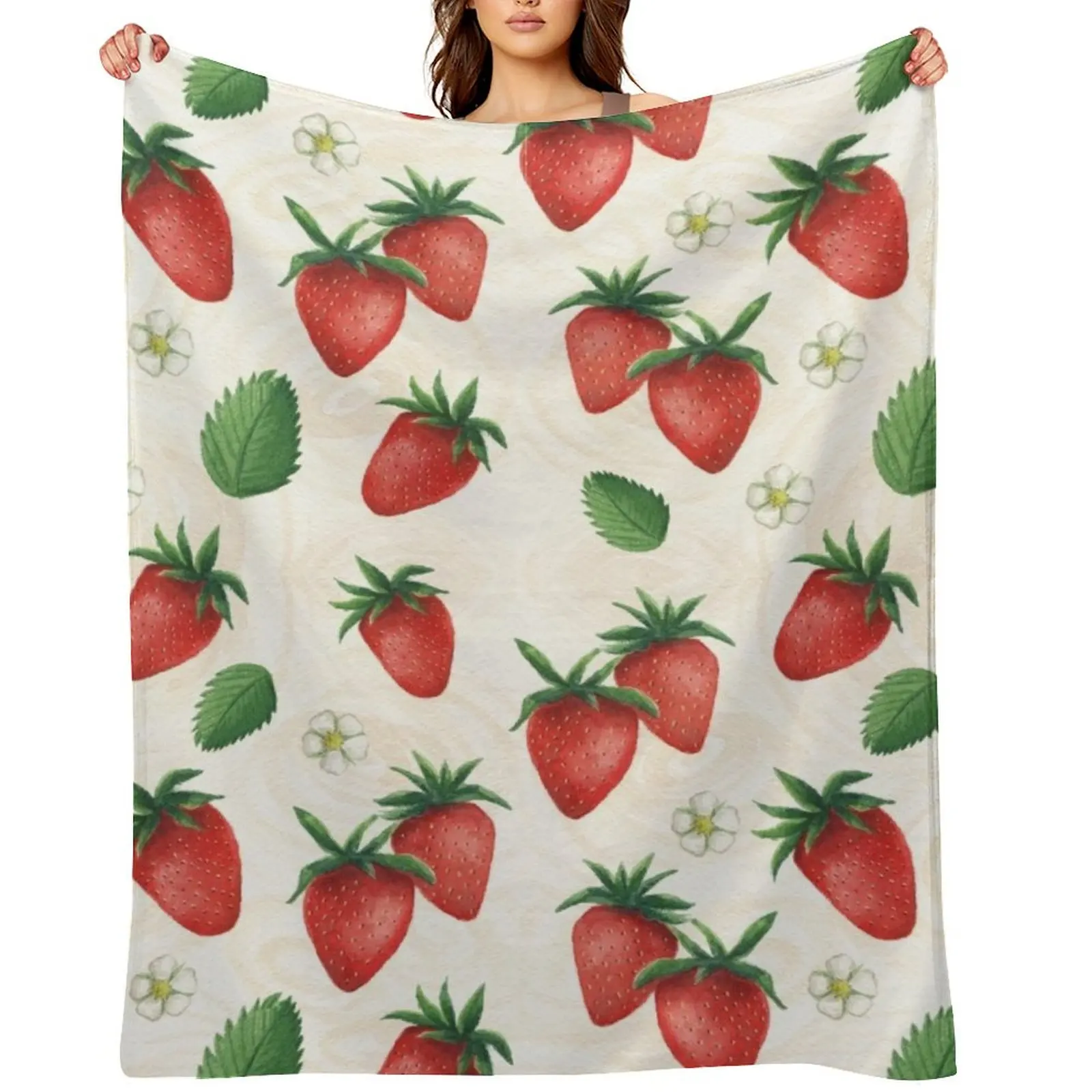 

Strawberry garden Throw Blanket Retros Furrys Flannel Warm Blankets